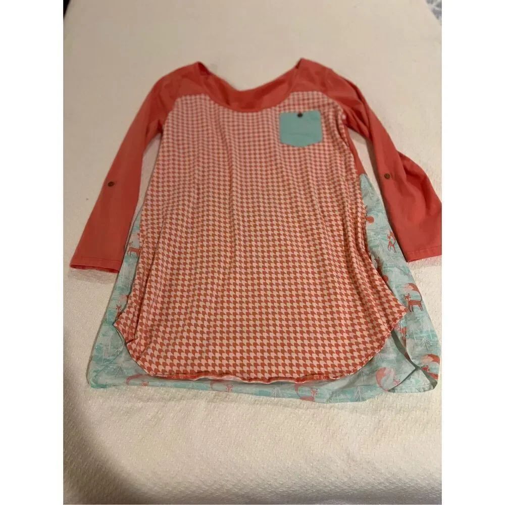 New Seredipity Mommy tunic tops blue orange fox size XL
